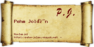 Pehm Jolán névjegykártya